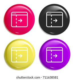 Browser multi color glossy badge icon set. Realistic shiny badge icon or logo mockup