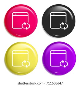 Browser multi color glossy badge icon set. Realistic shiny badge icon or logo mockup
