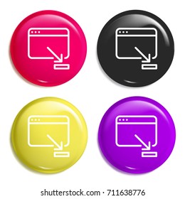 Browser multi color glossy badge icon set. Realistic shiny badge icon or logo mockup