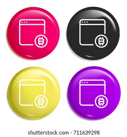 Browser multi color glossy badge icon set. Realistic shiny badge icon or logo mockup