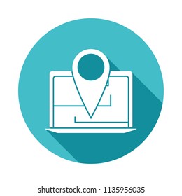 browser navigation icon in Flat long shadow style on white background