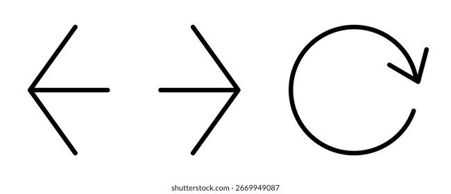 Ícones de Navegação do Navegador - Setas de Voltar, Avançar e Atualizar