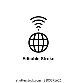 browser network icon designed in outline style in editable stroke for telecom icon theme