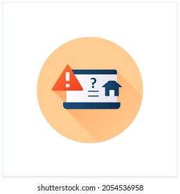Browser notification flat icon. Browser homepage changed without input. Incorrect settings. Exclamation pointer. Warnings concept.3d vector illustration