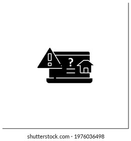 Browser notification glyph icon. Browser homepage changed without input. Incorrect settings. Exclamation pointer. Warnings concept.Filled flat sign. Isolated silhouette vector illustration