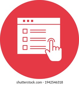 Navegador, examen en línea, imagen vectorial de icono de prueba. También se puede usar para la educación en línea. Idóneo para aplicaciones web, aplicaciones móviles y medios impresos.