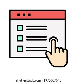 Browser, online exam, test icon vector image. Can also be used for online education. Suitable for use on web apps, mobile apps and print media.