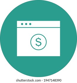 Browser, online payment, dollar icon vector image. Can also be used for Finance and Money. Suitable for use on web apps, mobile apps and print media.