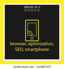 browser, optimization, SEO, smartphone vector icon
