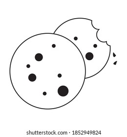 Browser outline cookies icon. Internet bitten cookie vector symbol isolated on white