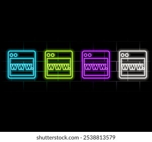 Browser page concept. Animated symbol icon 4K. Neon effect, linear and alpha channel..