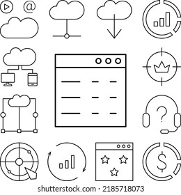 Browser, page, SEO icon in a collection with other items