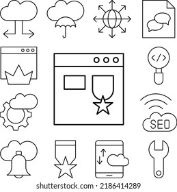 Browser, page, SEO icon in a collection with other items