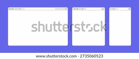 Browser page. Browser window template. New website page mock up vector set. Mobile browsing frame. Vector 10 eps.