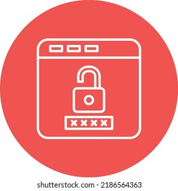 Imagen vectorial del icono de círculo de la línea de contraseña del navegador. También se puede usar para aplicaciones web, aplicaciones móviles y medios impresos.