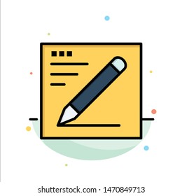 Browser, Pencil, Text, Education Abstract Flat Color Icon Template. Vector Icon Template background