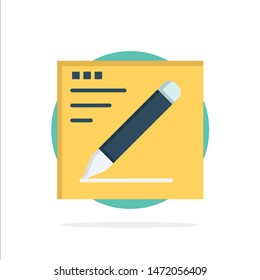 Browser, Pencil, Text, Education Abstract Circle Background Flat color Icon