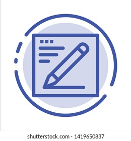 Browser, Pencil, Text, Education Blue Dotted Line Line Icon