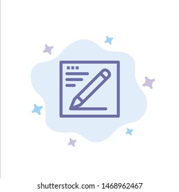 Browser, Pencil, Text, Education Blue Icon on Abstract Cloud Background. Vector Icon Template background