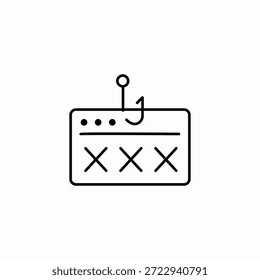 Vector de signo de ícono de ataque de phishing del navegador