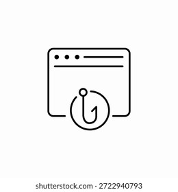 vetor de sinal de ícone de gancho de phishing do navegador