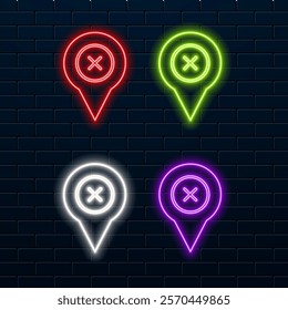 Browser pin icon. Navigation elements in neon style icons. Simple icon for websites, web design, mobile app.