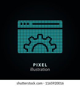 Browser - pixel icon. Vector Illustration. Design logo element. Isolated on black background. It is easy to change to any color.