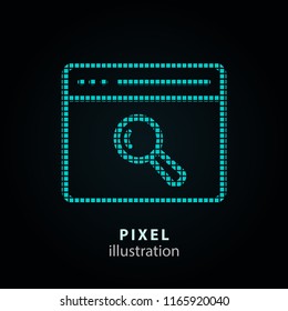 Browser - pixel icon. Vector Illustration. Design logo element. Isolated on black background. It is easy to change to any color.