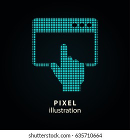 Browser - pixel icon. Vector Illustration. Design logo element. Isolated on black background. It is easy to change to any color.