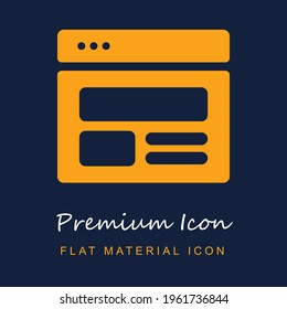 Browser premium material ui ux isolated vector icon in navy blue and orange colors