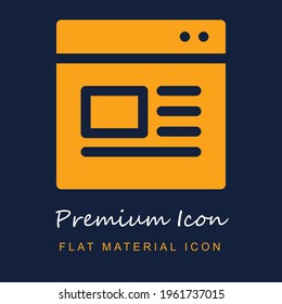 Browser premium material ui ux isolated vector icon in navy blue and orange colors