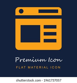 Browser premium material ui ux isolated vector icon in navy blue and orange colors