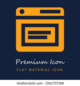 Browser premium material ui ux isolated vector icon in navy blue and orange colors