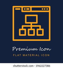 Browser premium material ui ux isolated vector icon in navy blue and orange colors