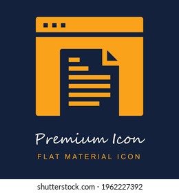 Browser premium material ui ux isolated vector icon in navy blue and orange colors