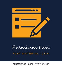 Browser premium material ui ux isolated vector icon in navy blue and orange colors