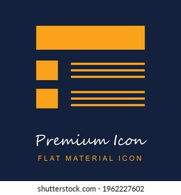 Browser premium material ui ux isolated vector icon in navy blue and orange colors