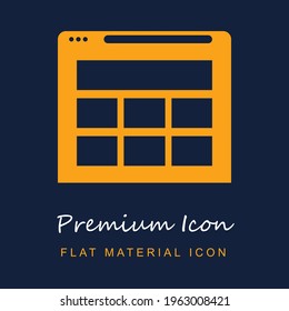 Browser premium material ui ux isolated vector icon in navy blue and orange colors