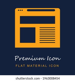 Browser premium material ui ux isolated vector icon in navy blue and orange colors