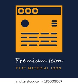 Browser premium material ui ux isolated vector icon in navy blue and orange colors