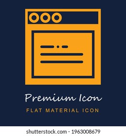 Browser premium material ui ux isolated vector icon in navy blue and orange colors