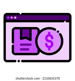 paquete de paquete de dinero del producto del navegador transacción comprar icono de ecommerce de compra