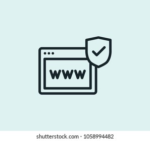 Browser protection icon line isolated on clean background. Browser protection icon concept drawing icon line in modern style. Vector illustration for your web site mobile logo app UI design.