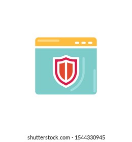Browser protection shield flat icon, vector sign, Web site security colorful pictogram isolated on white. Symbol, logo illustration. Flat style design