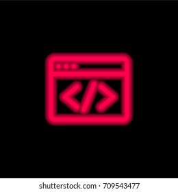 Browser red glowing neon ui ux icon. Glowing sign logo vector