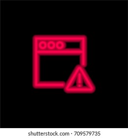 Browser red glowing neon ui ux icon. Glowing sign logo vector