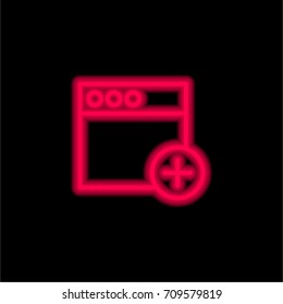 Browser red glowing neon ui ux icon. Glowing sign logo vector