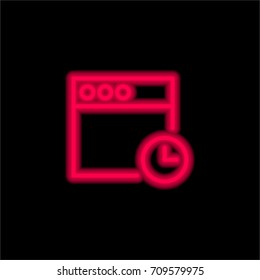 Browser red glowing neon ui ux icon. Glowing sign logo vector