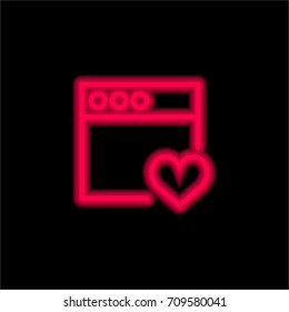 Browser red glowing neon ui ux icon. Glowing sign logo vector
