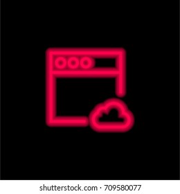 Browser red glowing neon ui ux icon. Glowing sign logo vector